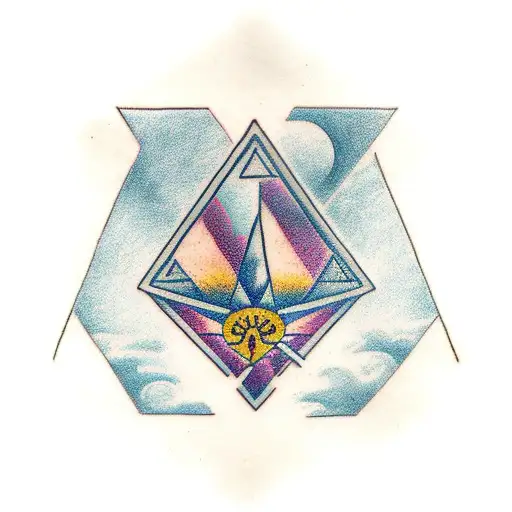 triangle and name rudra tattoo design idea