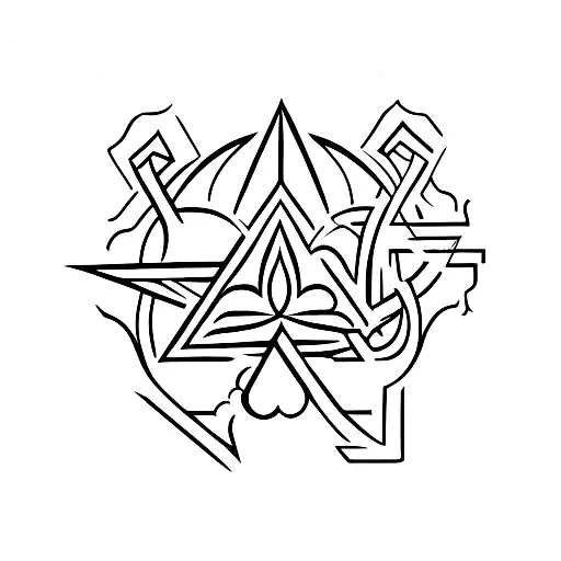triangle and name rudra tattoo design idea