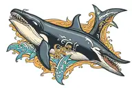 killer whale and shark tattoo design idea