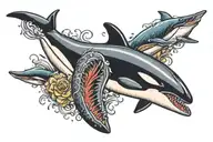 killer whale and shark tattoo design idea