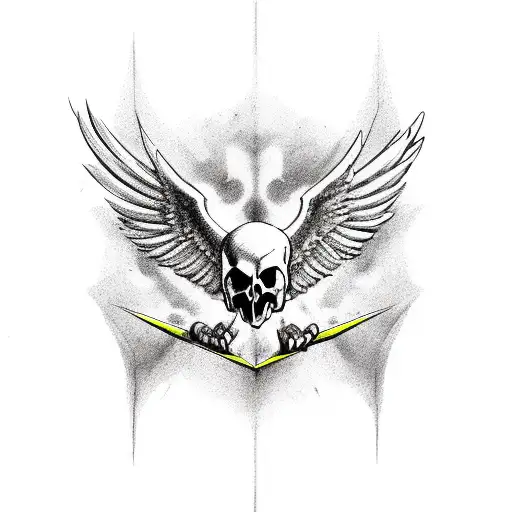 Phoenix holding skull colored tattoo design idea
