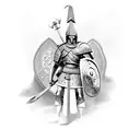 Medieval castle with a Spartan warrior defending it tattoo design idea