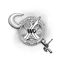 POW MIA logo with a Ruger .44 Magnum revolver and an M16 bayonnet tattoo design idea