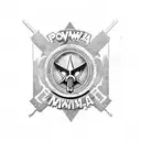 POW MIA logo with a Ruger .44 Magnum revolver and an M16 bayonnet tattoo design idea