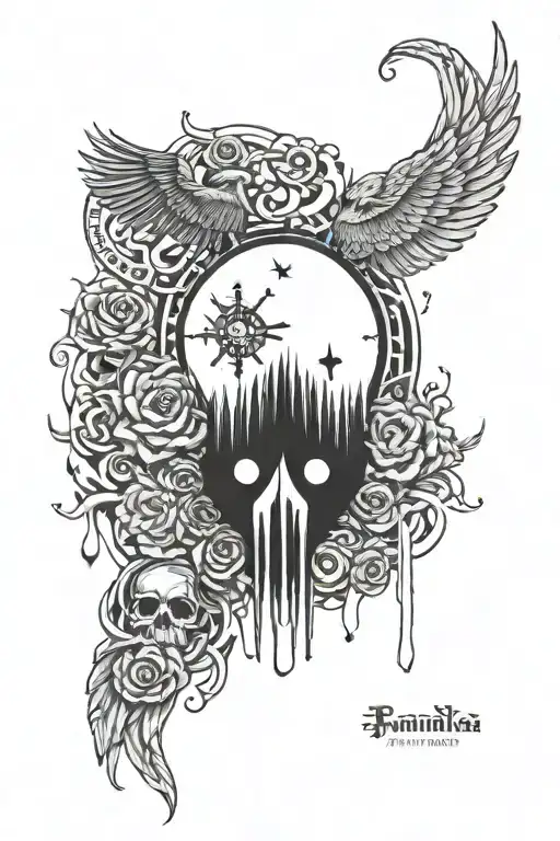 romanian symbols and folclore tattoo design idea