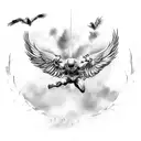 Greek myth Icarus falling with outstretched wings tattoo design idea