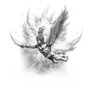 Greek myth Icarus falling with outstretched wings tattoo design idea
