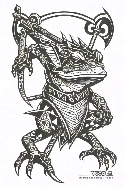frog samurai warrior tattoo design idea