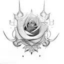 scottish tattoo sword with rose tattoo design idea