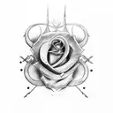 scottish tattoo sword with rose tattoo design idea