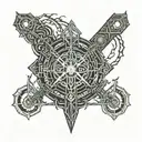 resident evil,dark souls,berserk sword,horror. tattoo design idea