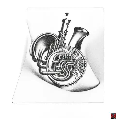 trumpet and playing cards   tattoo design idea