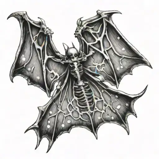 bat wing skeleton constellation  tattoo design idea