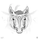 Guitar strings transforming into wild horses tattoo design idea