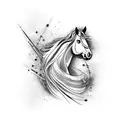 Guitar strings transforming into wild horses tattoo design idea