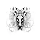 Guitar strings transforming into wild horses tattoo design idea