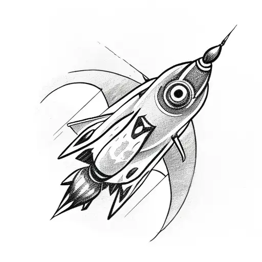 rocket in space tattoo design idea