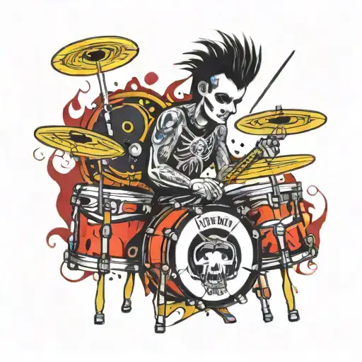 punk drummer tattoo design idea