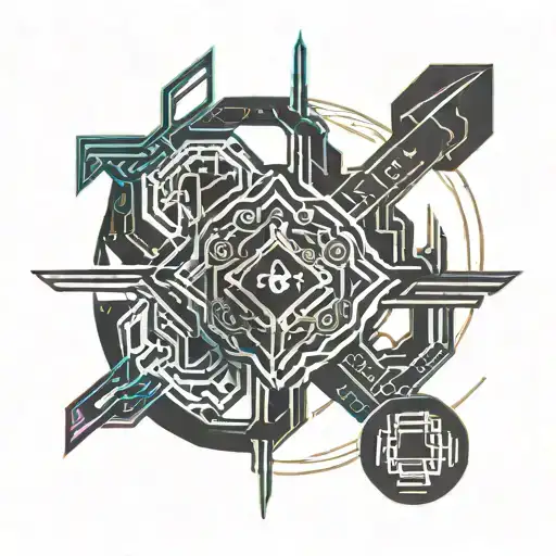 tribal cyber sigilism tattoo design idea