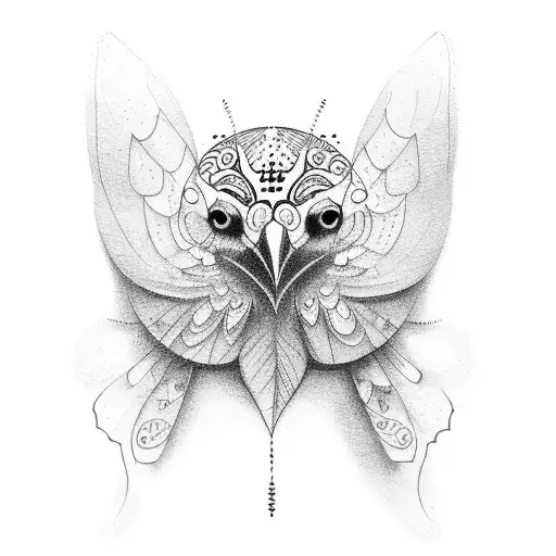 Crow and Butterfly tattoo design idea
