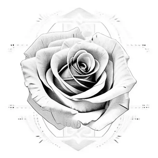 rose with the word resurrect tattoo design idea