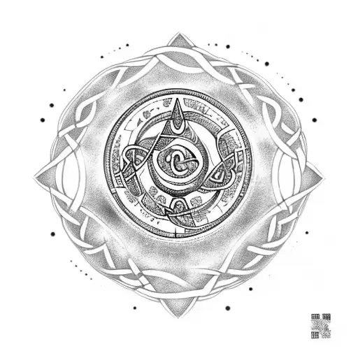 celtic band with zodiac signs Aquarius, Pisces, and Taurusas the knot tattoo design idea