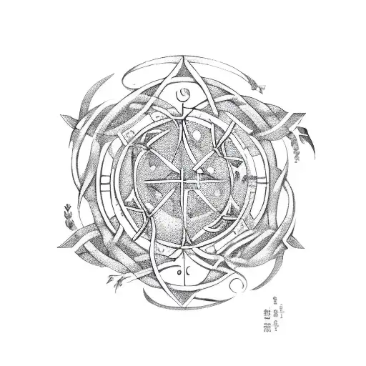 celtic band with zodiac signs Aquarius, Pisces, and Taurusas the knot tattoo design idea