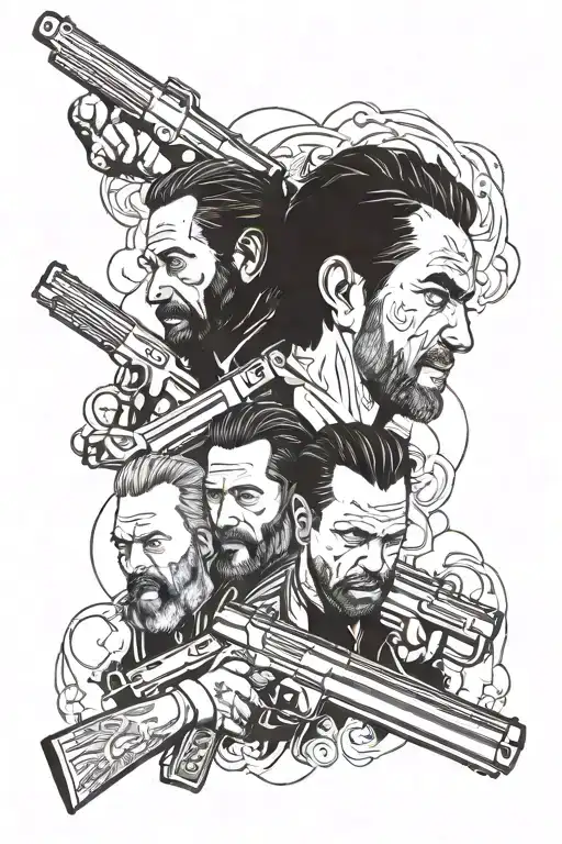 Rick's grimes Negan smith and Daryl Dixons weapons  tattoo design idea