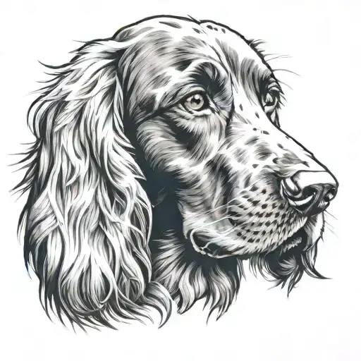 blue roan working cocker spaniel face tattoo design idea
