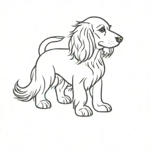 blue roan working cocker spaniel with docked tail tattoo design idea