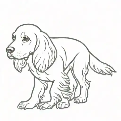 outline of a working cocker spaniel dog tattoo design idea