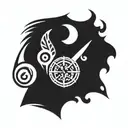 Arm band polynesian design with compass surrounded tattoo design idea