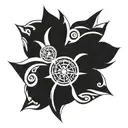 Arm band polynesian design with compass surrounded tattoo design idea