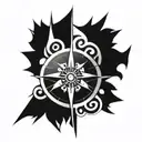 Arm band polynesian design with compass surrounded tattoo design idea