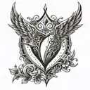 heart with wings and a tear drop tattoo design idea