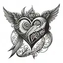 heart with wings and a tear drop tattoo design idea