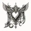 heart with wings and a tear drop tattoo design idea