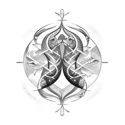 pisces gemini tattoo design idea