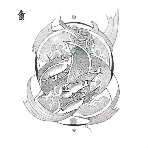 pisces gemini tattoo design idea