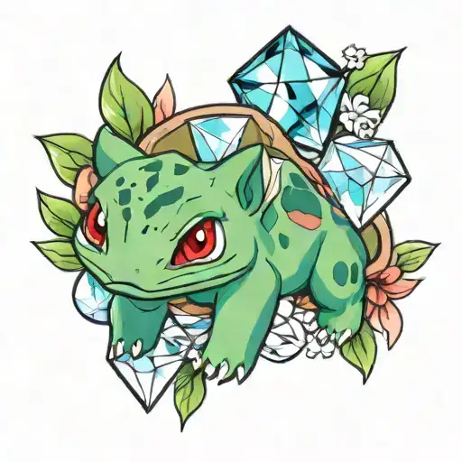 bulbasaur ans crystals tattoo design idea