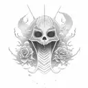 girl, ghost, Cut throat, race tattoo design idea