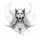 girl, ghost, Cut throat, race tattoo design idea