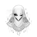 girl, ghost, Cut throat, race tattoo design idea