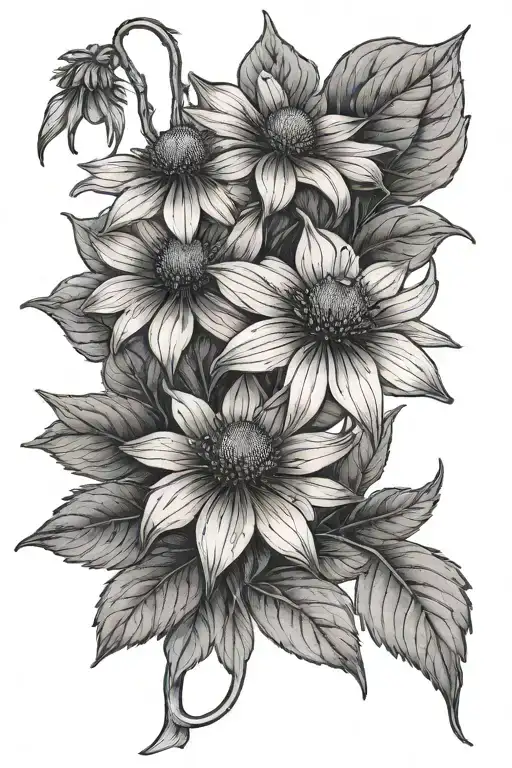 echinacea and wood violets  tattoo design idea