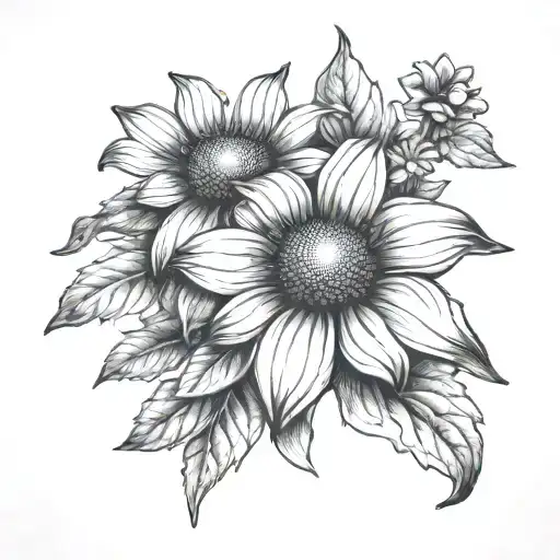 echinacea and violets  tattoo design idea