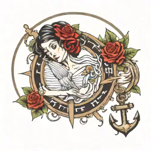 faith and grace log pose nautical tattoo design idea