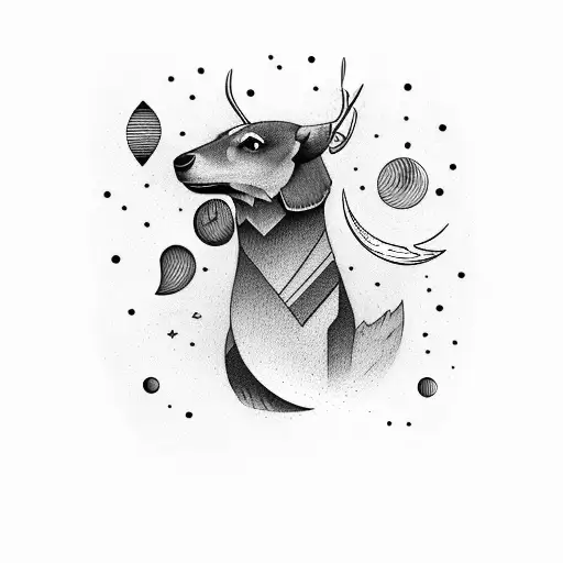 buck looking into the night sky tattoo design idea
