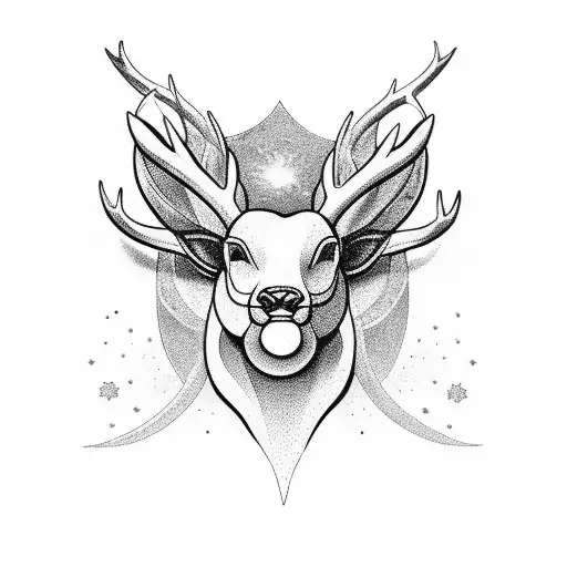 buck looking into the night sky tattoo design idea