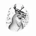 buck looking into the night sky tattoo design idea