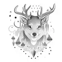 buck looking into the night sky tattoo design idea